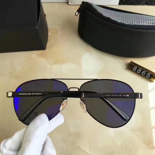 Mens Porsche Black Design P8865 Sunglasses Polarized Blue