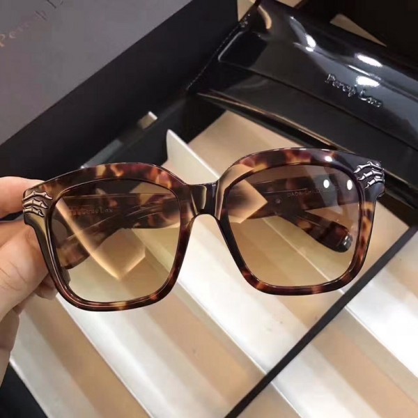Percy Lau Fashion Square Frame Sunglasses Brown Havana Frame