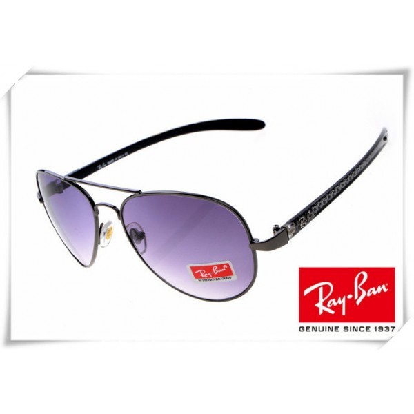 Ray Ban RB8307 Aviator Tech Sunglasses Carbon Fibre Grey Frame Purple Gradient Lens