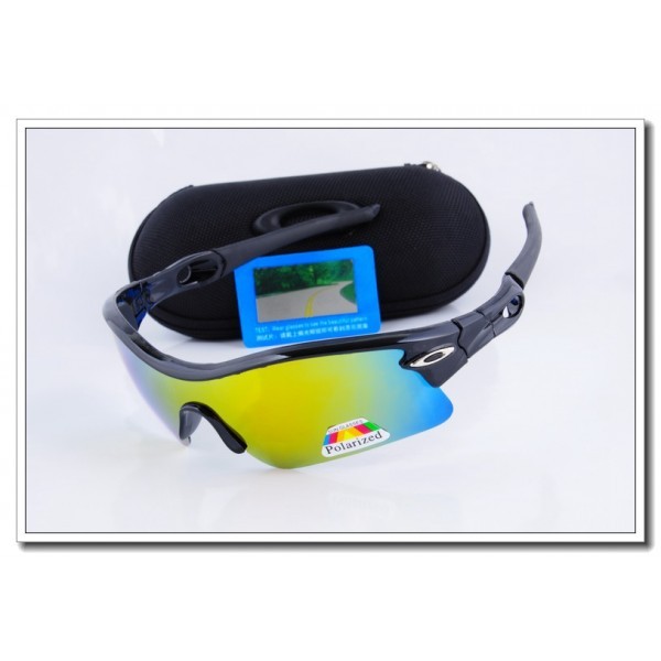 Cheap Oakley radar Polarized Sunglasses Polishing Black Frame yellow Iridium Lens Sale