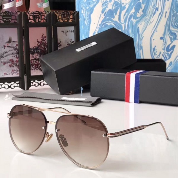 Thom Browne Rimless Sunglasses TB-115 Brown Lenses