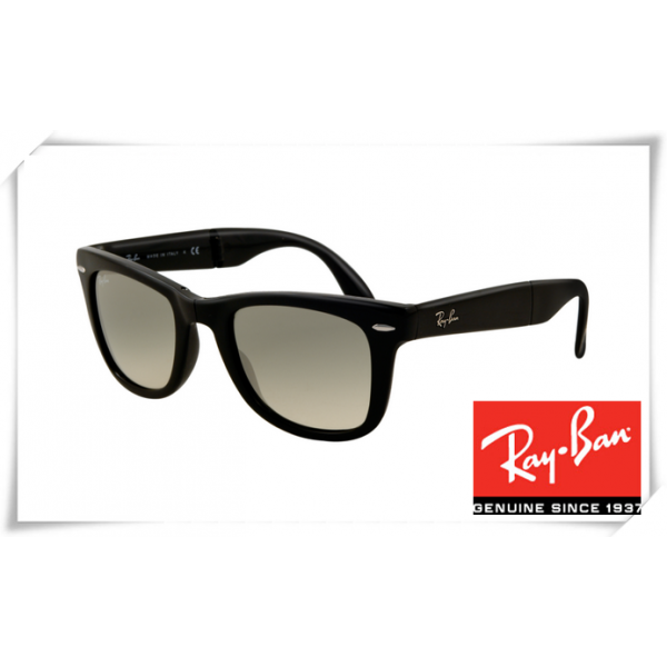 Ray Ban RB4105 Folding Wayfarer Sunglasses Black Frame Grey Gradient Lens