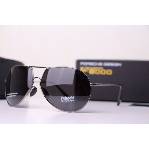 Porsche Design Silver Aviators Sunglasses Black