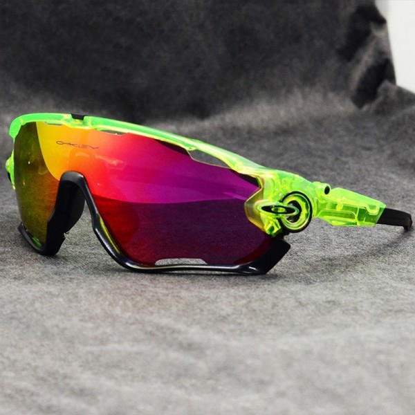 Oakley Sunglasses Jawbreaker Transparent green/black Frame fire Iridium Lens black logo