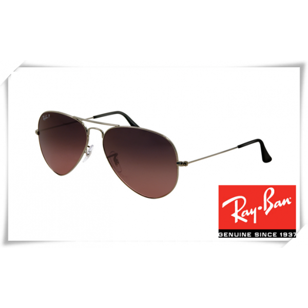 Ray Ban RB3025 Aviator Sunglasses Gunmetal Frame Crystal Wine Red Gradient Lens