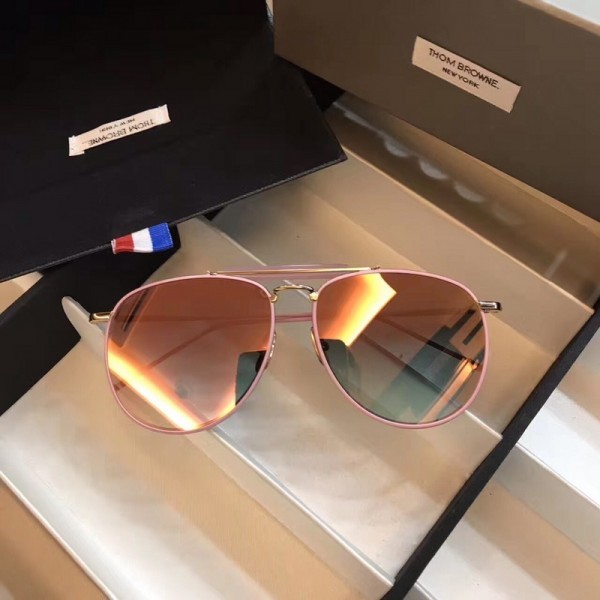 Thom Browne TB015B Sunglasses Light Orange Lenses Pink Frame