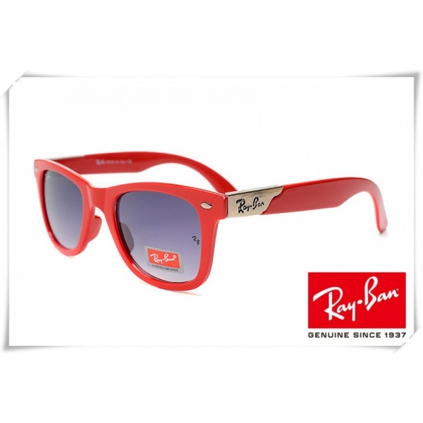Ray Ban RB2157K Ultra Wayfarer Sunglasses Red Frame Purple Gradient Lens