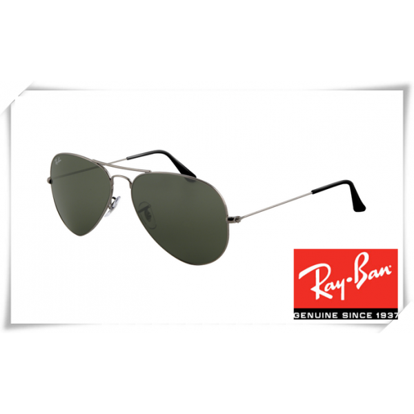 Ray Ban RB3025 Aviator Sunglasses Gunmetal Frame Deep Green Lens