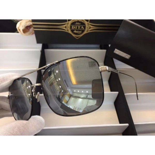 Men's Women's Dita Flight Metal Frame Sunglasses Shiny Grey