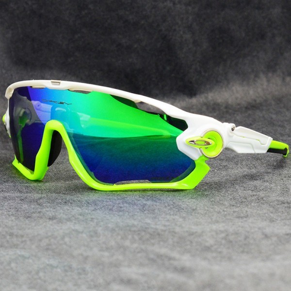 Oakley Sunglasses Jawbreaker green/white Frame ice Iridium Lens silver logo