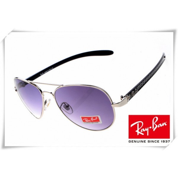 ReRay Ban RB8307 Aviator Tech Sunglasses Carbon Fibre Gunmetal Black Frame Purple Gradient Lens