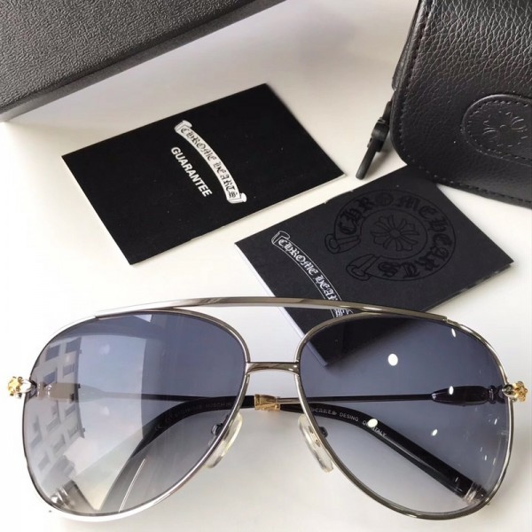 Chrome Hearts Glasses Polarized Light Blue Lenses White Gold Frame