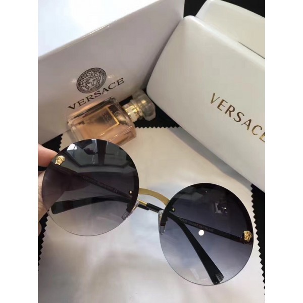 Versace Oversized Round Sunglasses Black Mirror