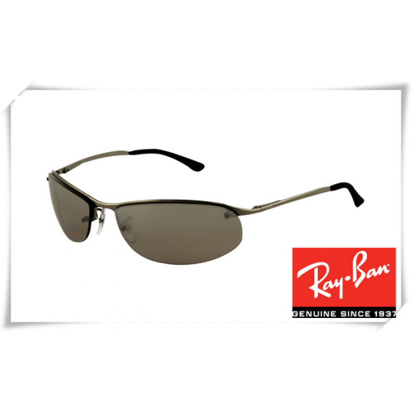 Ray Ban RB3179 Top Bar Oval Sunglasses Gunmetal Black Frame Gray Lens