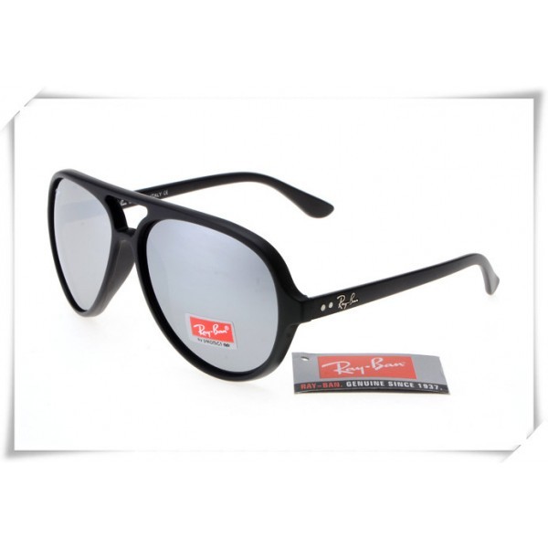 Ray Ban RB4125 Cats 5000 Sunglasses Matte Black Frame Silver Flash Lens