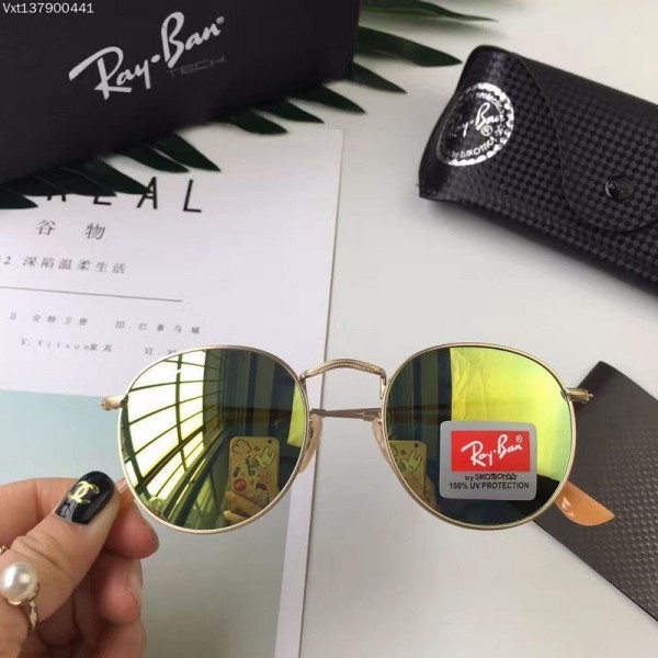 Men's Women's Ray Ban RB3447 Fashion Sunglasses Yellow Green