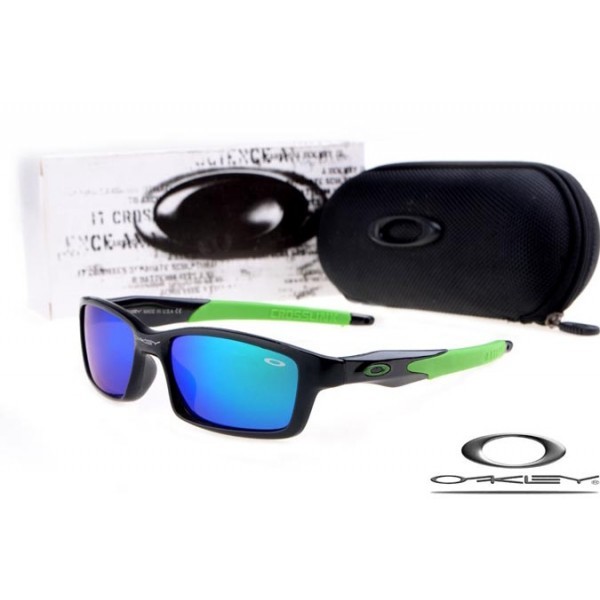 Oakley Crosslink Sunglasses Black Green / Blue
