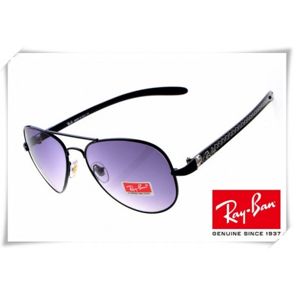 Ray Ban RB8307 Aviator Tech Sunglasses Carbon Fibre Black Frame Purple Gradient Lens