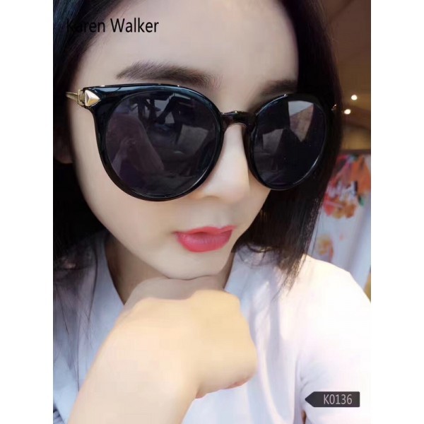 Karen Walker Round Sunglasses 0136 Black