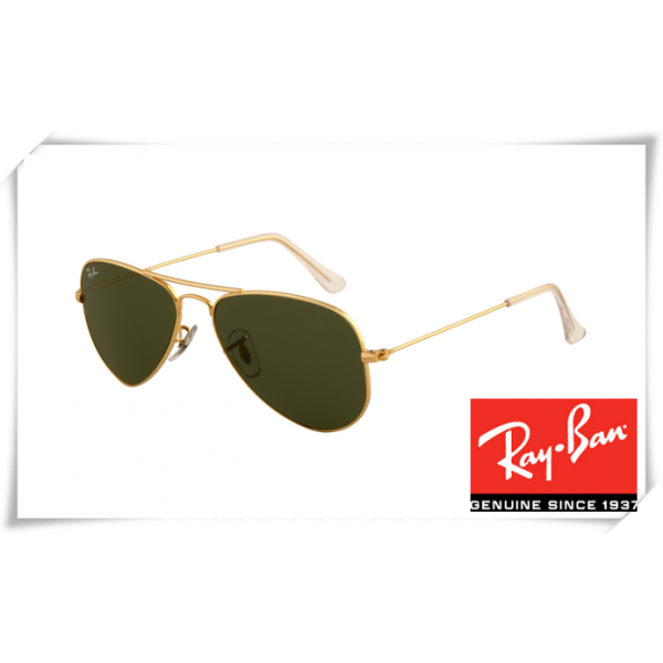 Ray Ban RB3044 Aviator Small Metal Sunglasses Arista Frame Green Lens