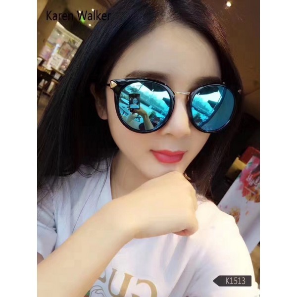 Women's Karen Walker 1513 Retro Polarized Sunglasses Blue Lenses