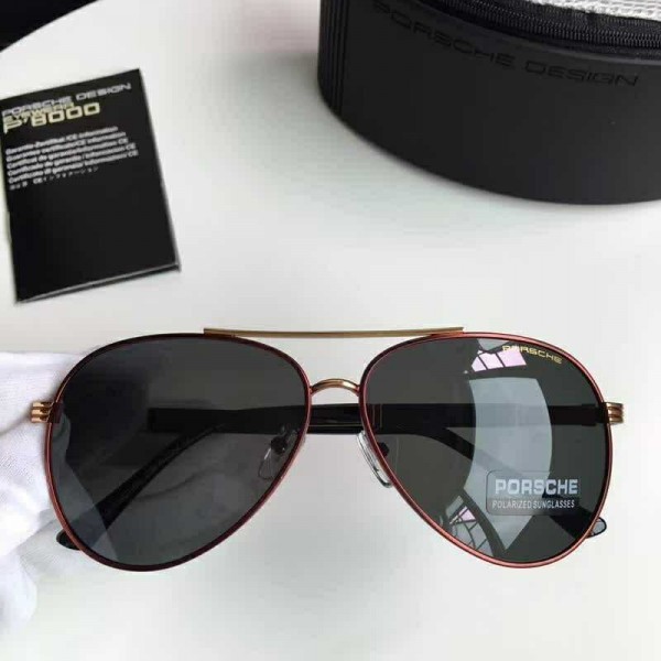Mens Porsche Gold Design P8779 Sunglasses Polarized Red Black