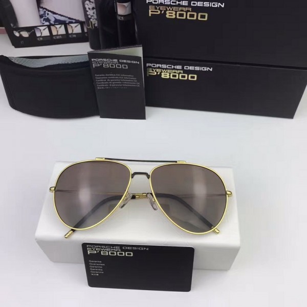 Porsche Design Black P8558 Aviators Sunglasses Polarized Gold Black