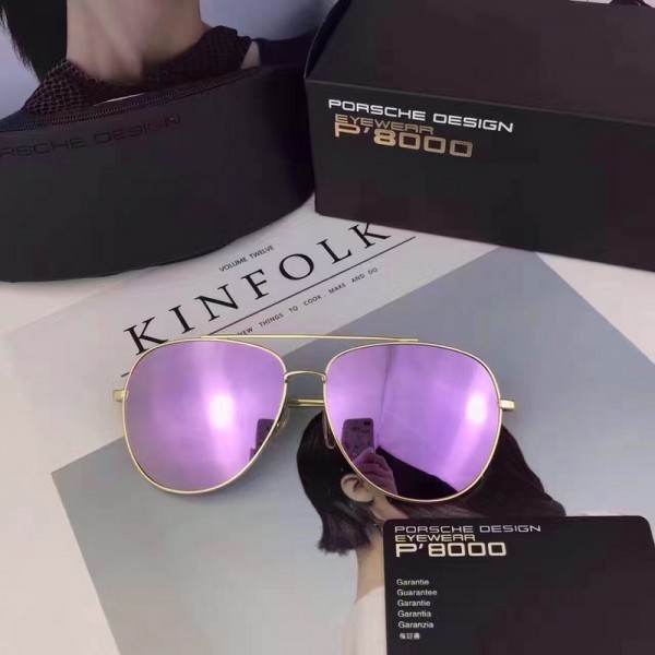 Porsche Design Gold P'8000 Aviators Sunglasses Polarized Purple