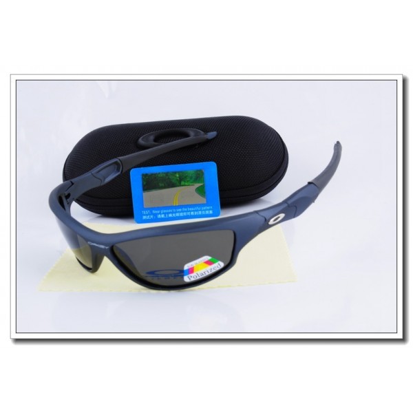 Cheap Oakley Polarized Sunglasses Blue Frame Slate grey Iridium Lens Sale