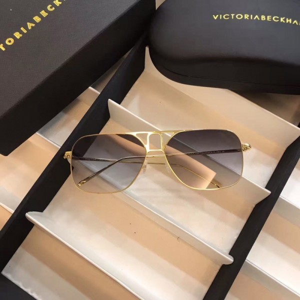 Victoria Beckham Gradient Lens Square Sunglasses Gold Gray