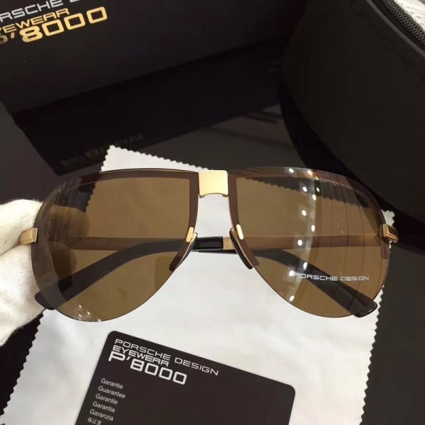 Porsche Design Foldable Sunglasses Gold Brown