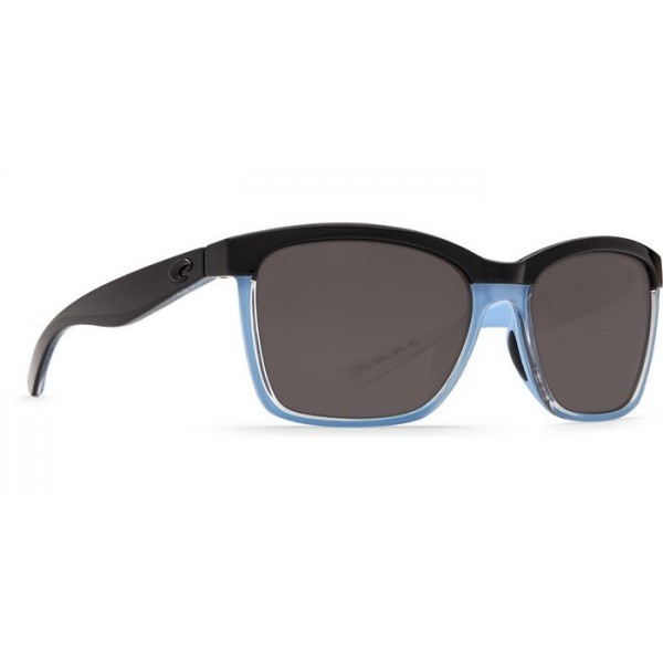 Costa Anaa Shiny Black/crystal/light Blue Sunglasses