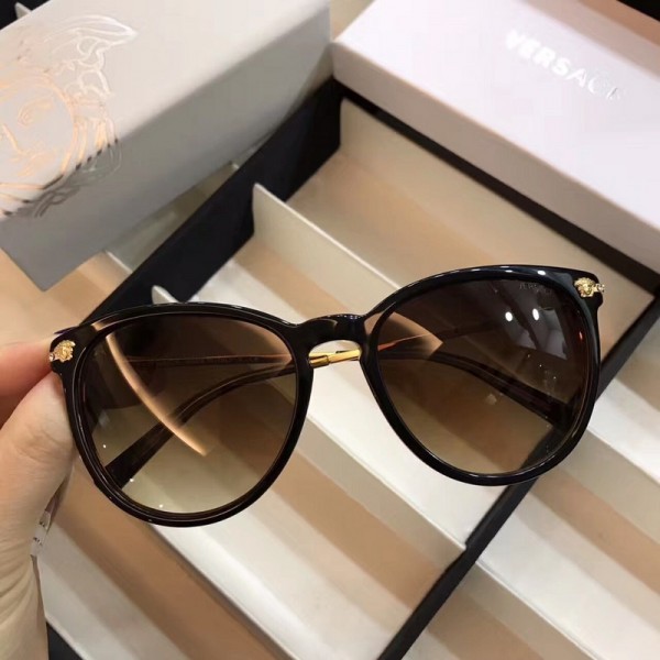 Versace Gradient Sunglasses Round Brown Lenses Black Frame