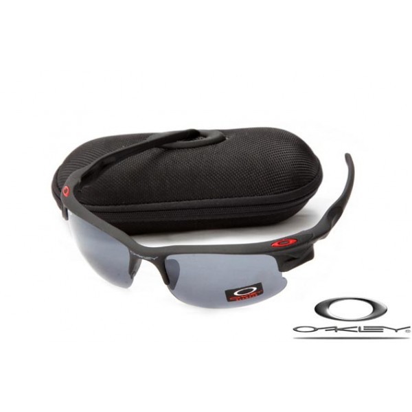 Wholesale Faux Oakley Fast Jacket Sunglasses Reluster Black Frame Gray Lens For Sale