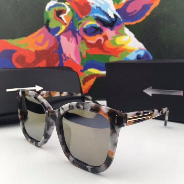 Karen Walker KW0082 Eyewear Square Havana Frame Dark Yellow Lenses