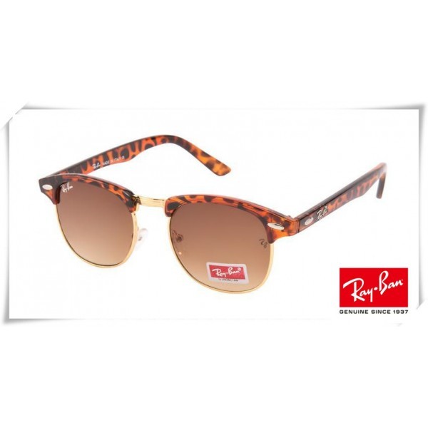 Ray Ban RB3016 Classic Clubmaster Sunglasses Tortoise Brown Red Frame Brown Lens