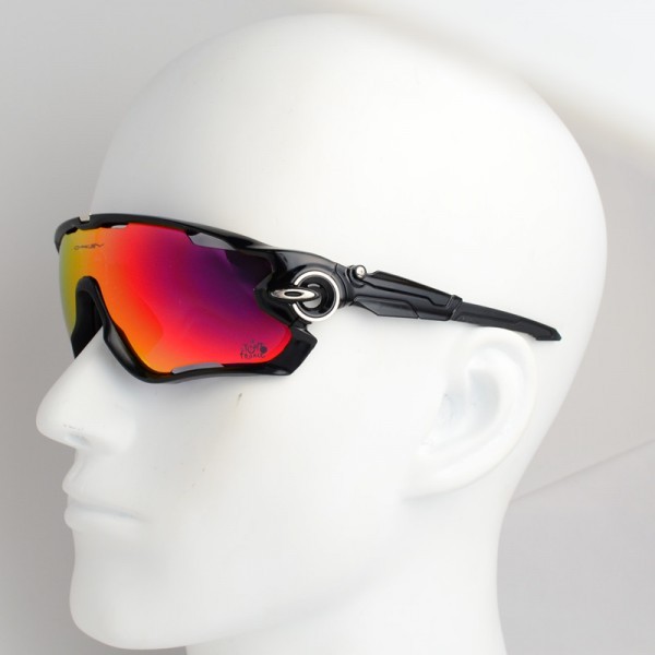 Oakley Sunglasses Jawbreaker Black Frame fire Iridium Lens Silver logo