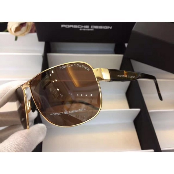 Mens Porsche Design Sunglasses Gold Brown Black