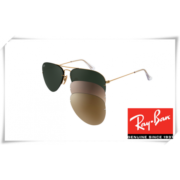 Ray Ban RB3460 Aviator Flip Out Sunglasses Arista Frame Grey Green Lens