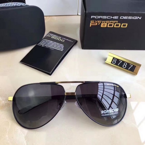 Porsche Design Gold P8787 Aviators Sunglasses Polarized Black