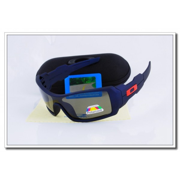 Cheap Oakley Oil Rig Polarized Sunglasses RoyalBlue Frame Slate grey Iridium Lens Sale