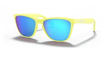 Oakley Frogskins 35th Anniversary Sunglasses Matte Neon Yellow Frame Prizm Sapphire Lens