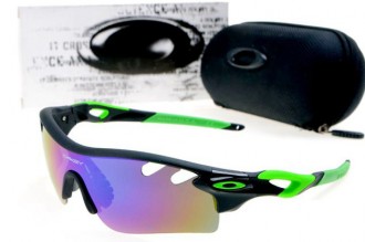Oakley radarlock path sunglasses in matte black / island green / blue iridium