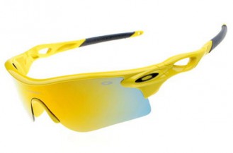 Oakley radarlock sunglasses in neon yellow / fire iridium