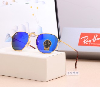 Ray Ban RB3548 Sunglasses Dark Blue/Gold with Brown