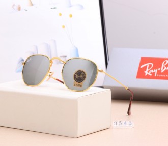 Ray Ban RB3548 Sunglasses Gray/Gold with Brown