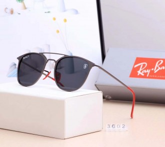 Ray Ban RB3602 Sunglasses Black/Gray with Red