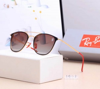 Ray Ban RB3602 Sunglasses Brown/Yellow with Red