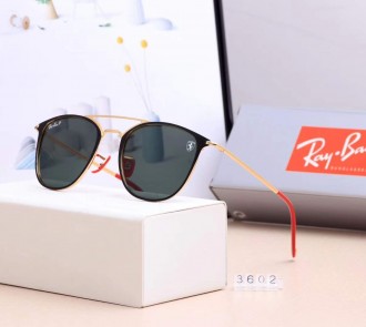 Ray Ban RB3602 Sunglasses Black/Gold with Red