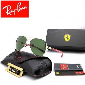 Ray Ban RB8307 Sunglasses Green/Gold with Red